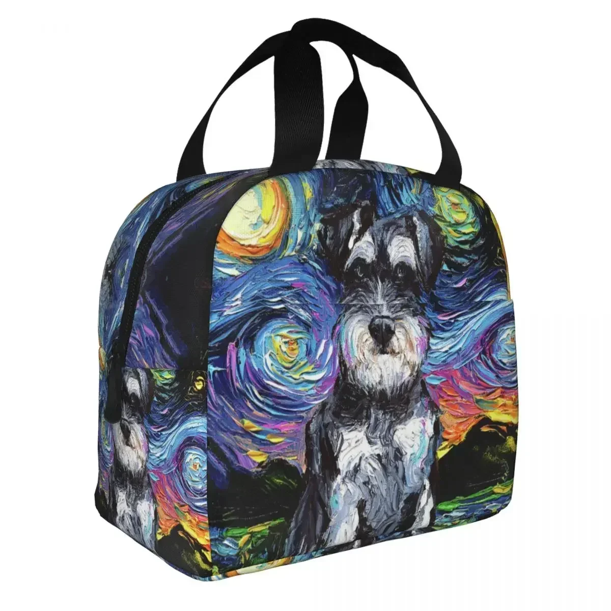 Индивидуальная сумка для ланча с изображением собаки шнауцера звездная ночь