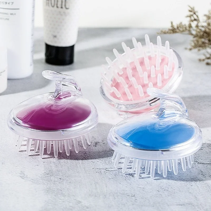 

New 1pcs Crystal Transparent Brush Head Massage Care Scalp Super Soft Fine Hair Foam Fine Silicone Meridian Shampoo Massage Comb