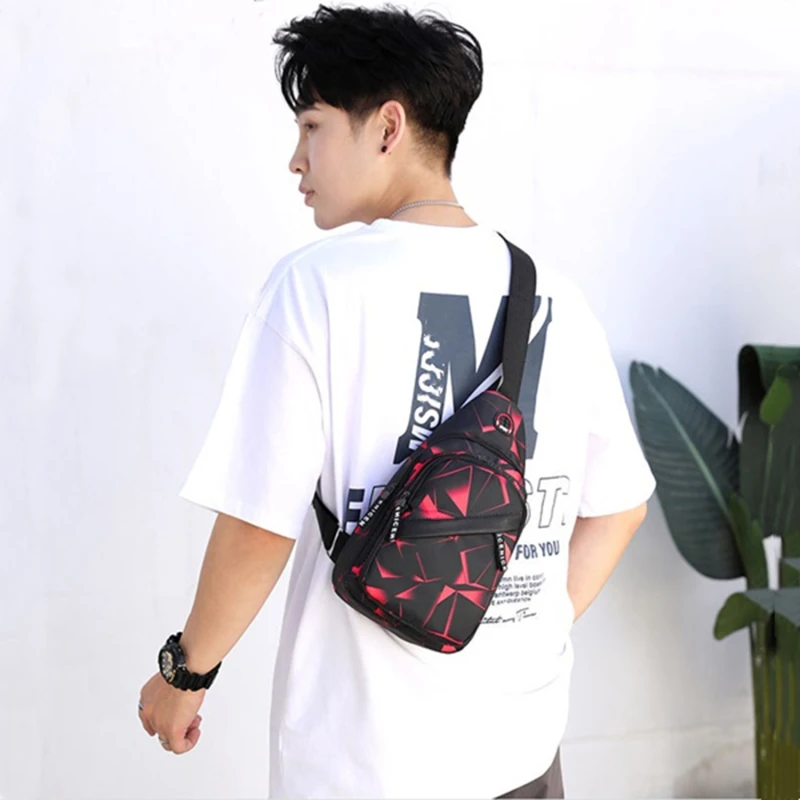 

Geometric Print Oxford Cloth Casual Crossbody Bags Husband Backpack Sports Travel Outdoor Light Lovers Chest Bags Shoulder Bags