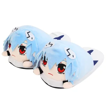 Cartoon Couple Home Slippers New Century Evangelical Sdier Plush Slippers Rei Ayanami Animation Autumn Winter Cotton Slipper 1
