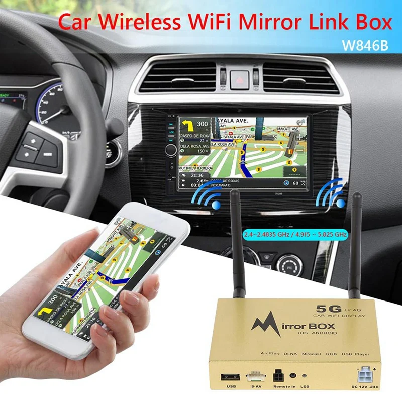 

Car Wireless Wifi Mirror Link Box 2.4Ghz 5Ghz Audio Video Screen Mirroring HDMI-Compatible Dongle For IOS Android