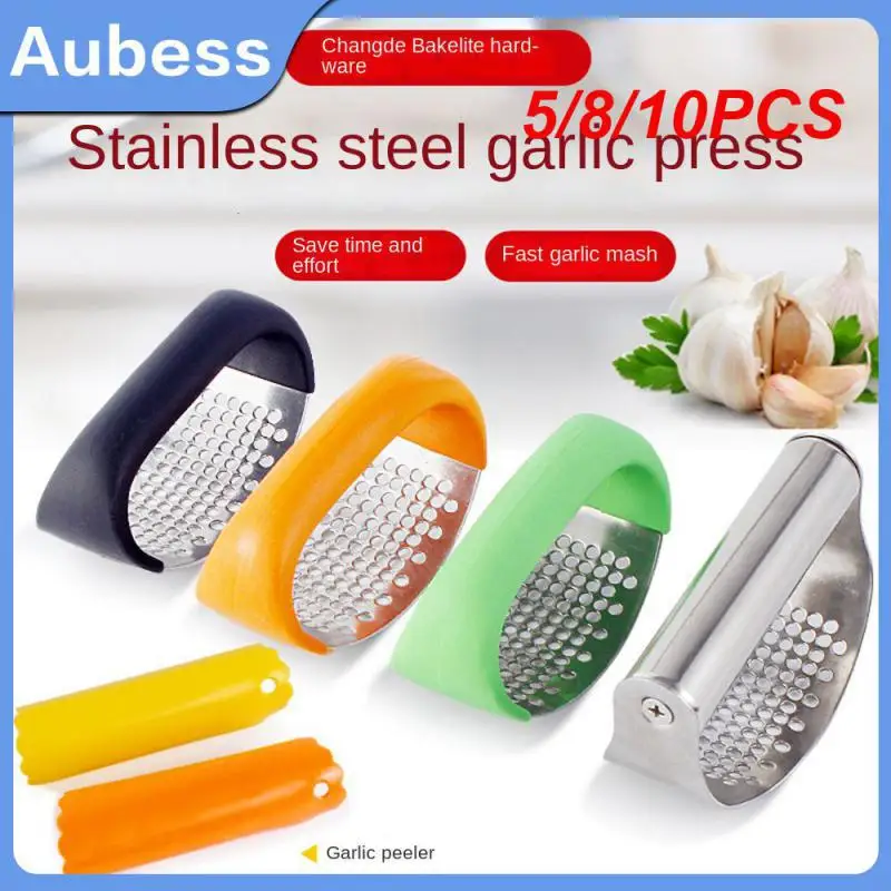 

5/8/10PCS Convenient Garlic Smasher Squeezer Rotate Garlic Press Crusher Curved Hand-held Garlic Spud Press-type Garlic Masher