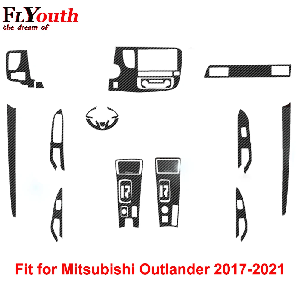

4D Carbon Fiber Sticker for Mitsubishi Outlander 2017-2021 Car Gear Shift Panel Water Cup Holder Panel Frame Cover Trim Styling