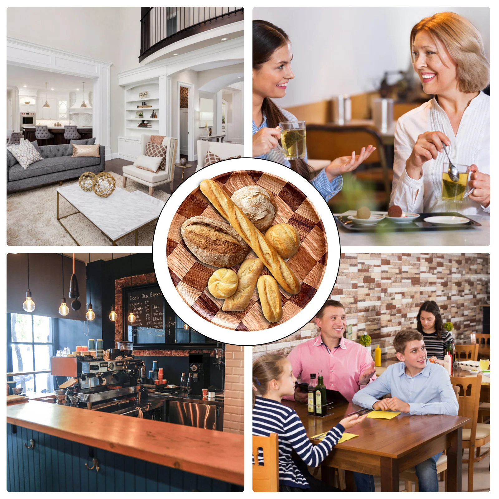 Деревянные тарелки Сращенные деревянные десертные круглые сервировочные лотки