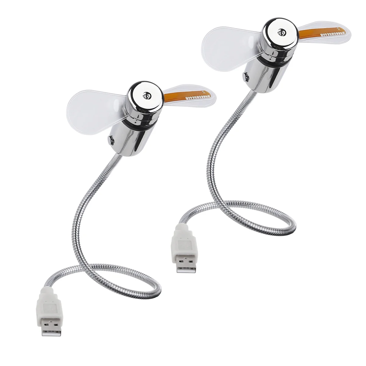 

2 PCS Mini Flexible USB Fan with Colorful LED Patterns Circular Display (Silver)