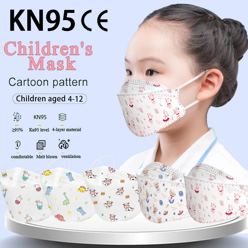 

Children KN95 Mascarillas FFP2 Enfant Masques 4-ply Individual Package Protective Breathable Boys Girls for 3-15-Year Face Masks