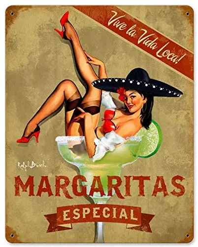 

Maizeco Margarita Especial Vintage Metal Tin Signs 12 x 16 Inch Wall Decor Sign for Room Pub Restaurants Home Bar Sexy Plaque