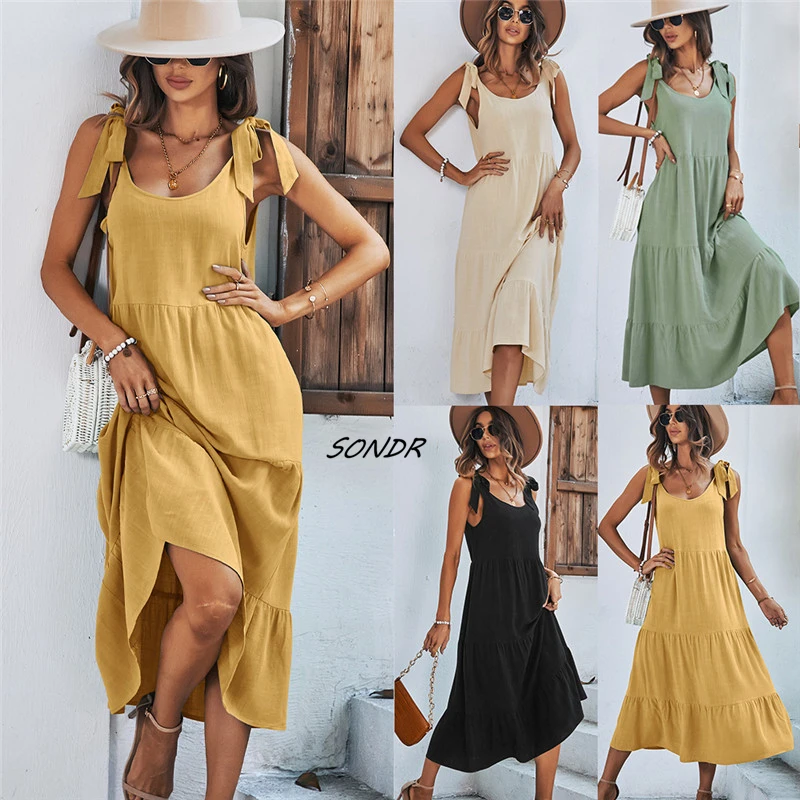 

Summer Loose Bohe Women Dress 2022 Casual Sexy Korean Dress Plus Size