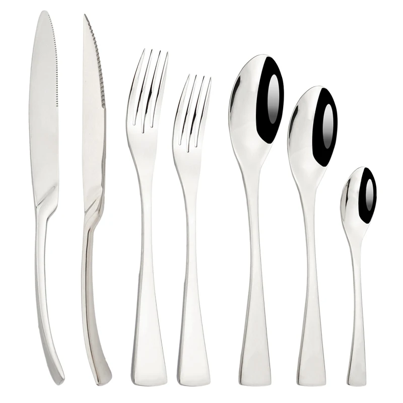 

AJOYOUS 7Pcs Cutlery Set Stainless Steel Wester Steak Knife Dessert Fork Spoon Fork Dinnerware Rainbow Flatware Silverware