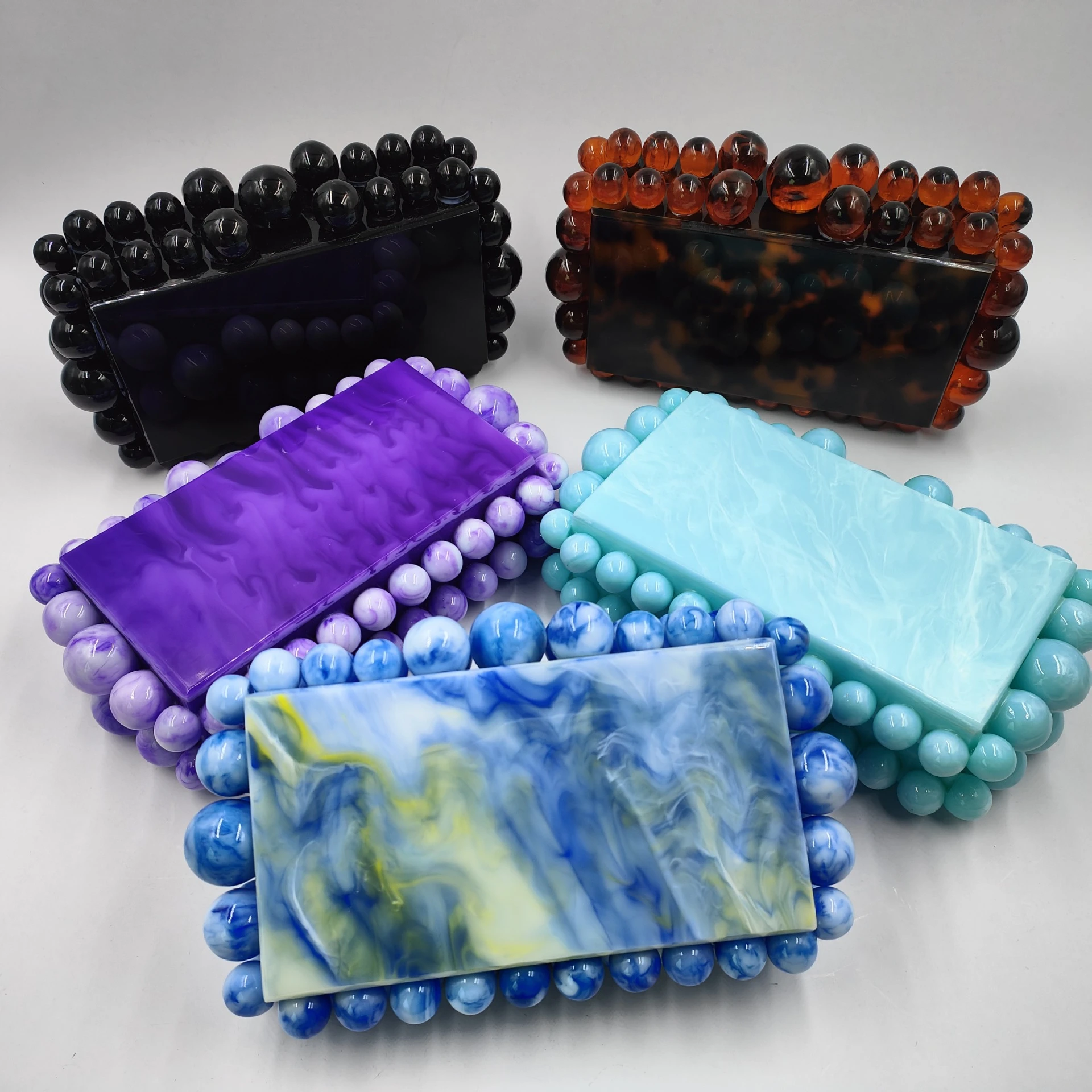 

Women Acrylic Box Evening Clutch Bags For Wedding Party Luxury Gold Foil Beads Purses And Handbags Luxury Designer High Quality