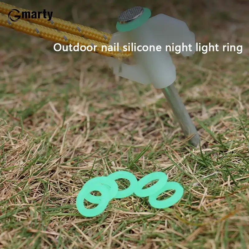 

10PCS Outdoor Nail Night Light Circle Silicon Rubber Ring Luminous Ring Warning Ring Camping Nail Night Light Circle Camping