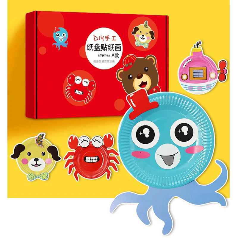 

Набор бумажных тарелок для творчества «сделай сам», 10 тарелок, 10 карточек, 1 рулон ленты для малышей, детские товары для дошкольного класса