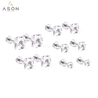 asonsteel 5pairslot 3 7mm square cubic zirconia 316l stainless steel screw earrings stud earring for women daliy wear jewelry