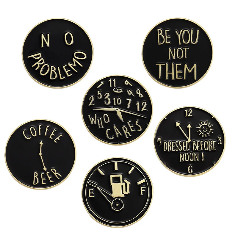 

Round Coffee Brooch Coffee Letter Brooch Clothing Accessories Backpack Alloy Brooch Badge Lapel Pins
