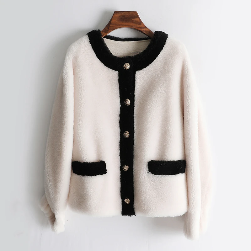 GOURS Winter Genuine Shearling Jackets for Women Fashion Natural Wool Real Fur Overcoats Thick Warm Soft New Arrival LD21005