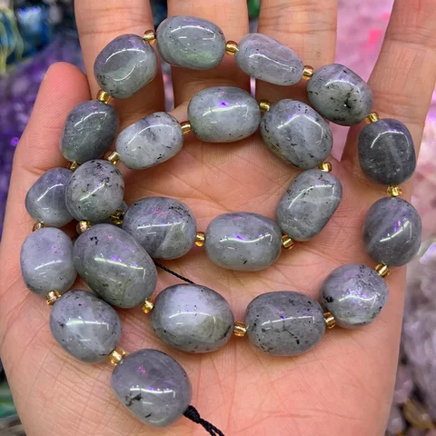 Бусины из натурального серого Лабрадорита, 15 дюймов, нестандартные DIY бусины из камня для изготовления ювелирных изделий, браслет для женщин, ожерелье