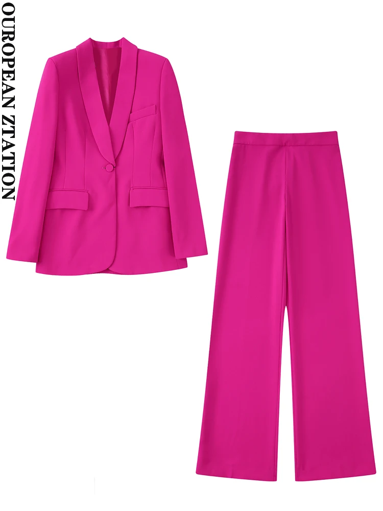 

PAILETE женский модный блейзер на пуговицах спереди и с высокой талией и боковой молнией 2022, длинные струящиеся брюки женские из двух частей Mujer