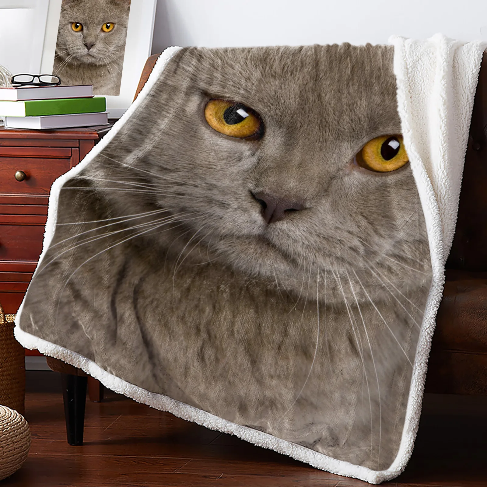 

Snow Warm Soft Blanket Office Sofa Plush Blanket Bedspreads Quilt Drop Ship Cat Looking Up