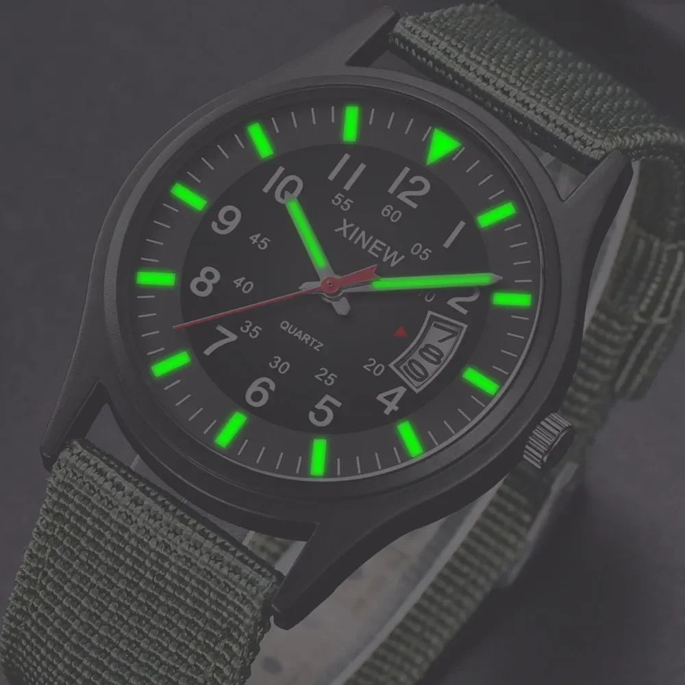 Часы наручные мужские с круглым циферблатом модные кварцевые армейские в стиле
