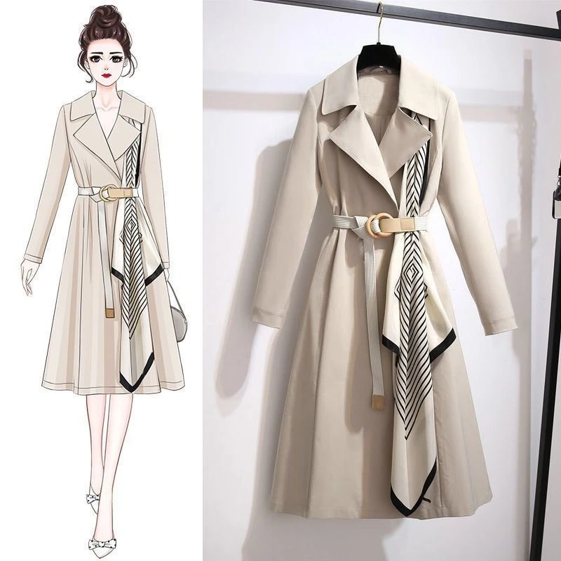 

Windbreaker women's mid-length new foreign style age reduction large size loose and thin temperament women's coat tide