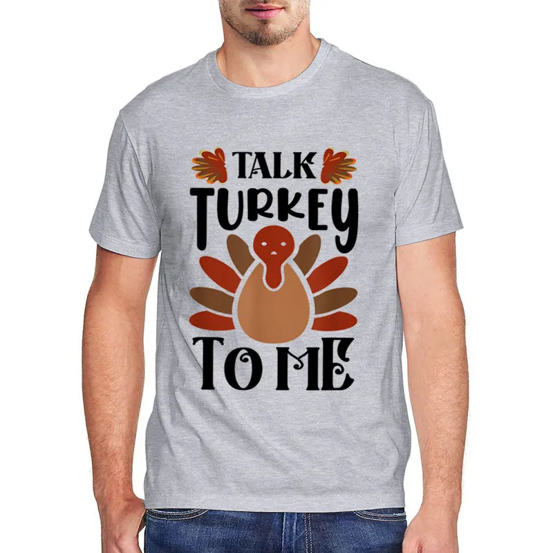 

Unisex Talk Turkey To Me T Shirt Funny Family Clothes Thanksgiving Day Men's Cotton Novelty T-Shirt Turkey Day Graphic Tee Top