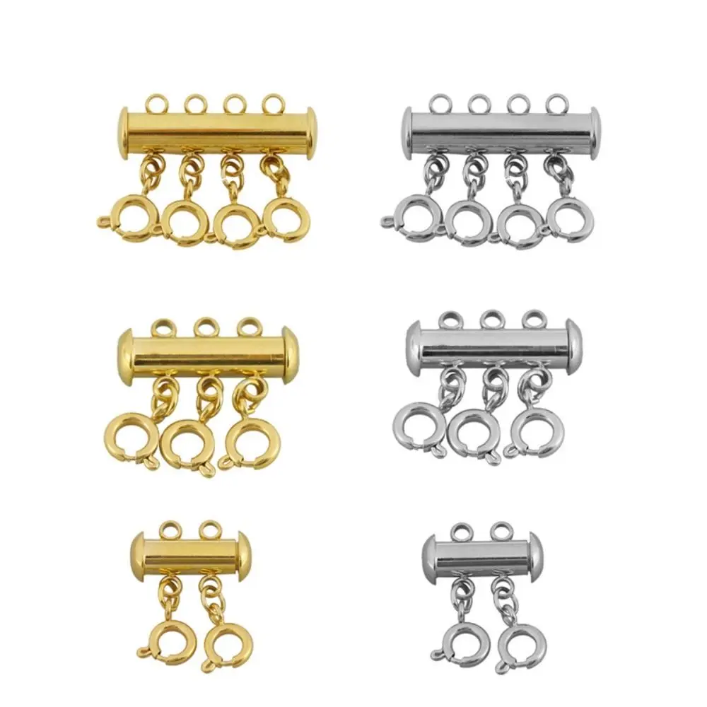 

With Spring Stainless Steel Multi Strands Lobster Clasps Connectors Necklace Spacer Clasp DIY Bracelet Buckle Magnetic Clasps