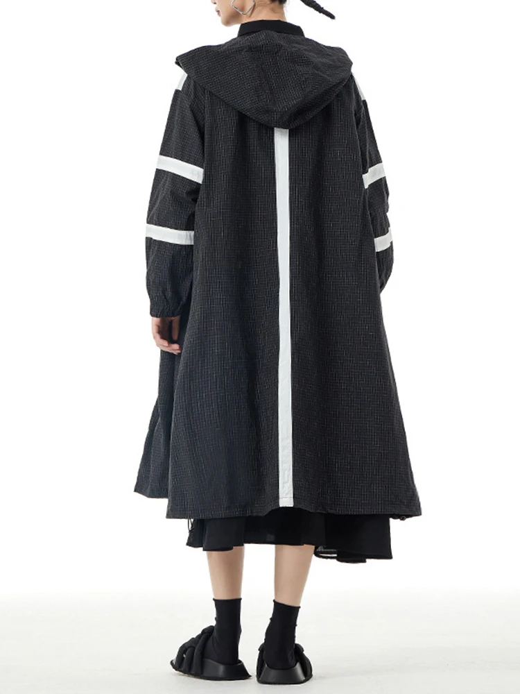 ] damska zieleń wojskowa duży rozmiar trencz nowa wiatrówka z kapturem i długim rękawem na zamek moda fala wiosna jesień 2024 1DH5163