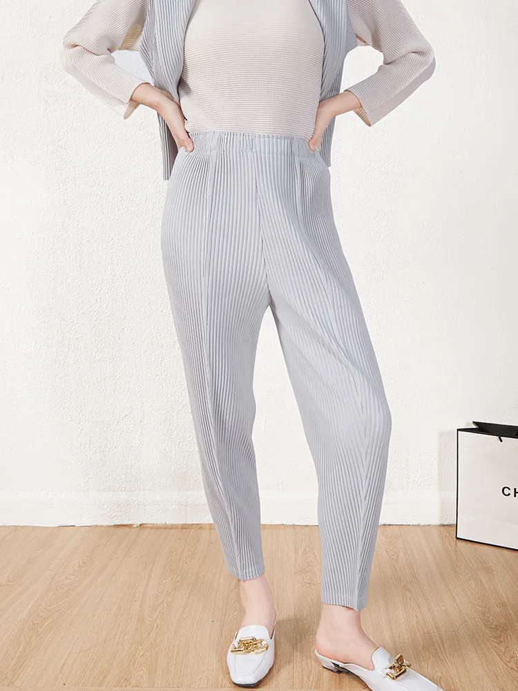 

New Harun Trousers Autumn Thick Fabric High Waist Slim 9% Fashion Pleated Casual Feet Women