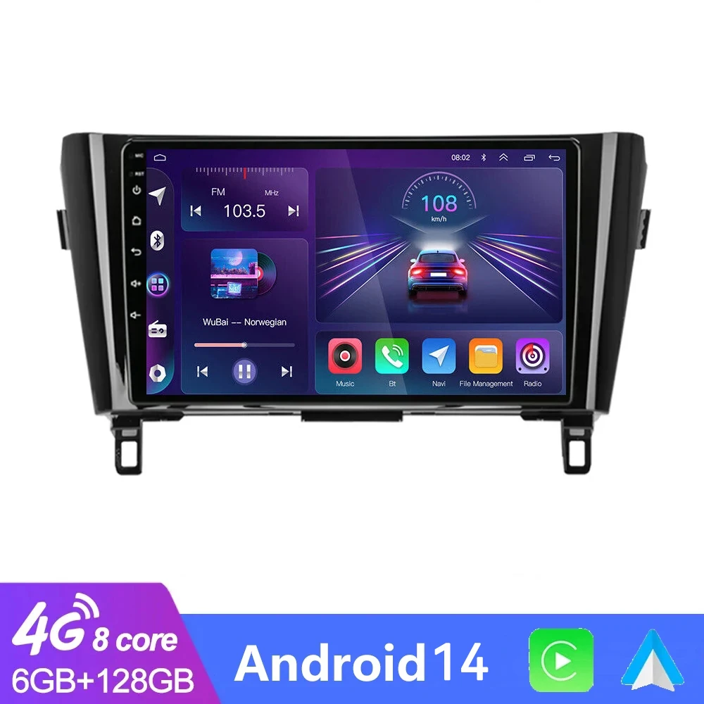 Автомагнитола для Nissan X-Trail xtrail 3 T32 Qashqai J11 2013-2017 Android 14 GPS стерео