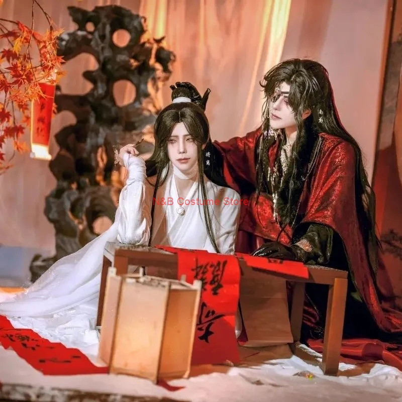 Белый костюм в древнем стиле Tian Guan Ci Fu Xie Lian для выступления старинном