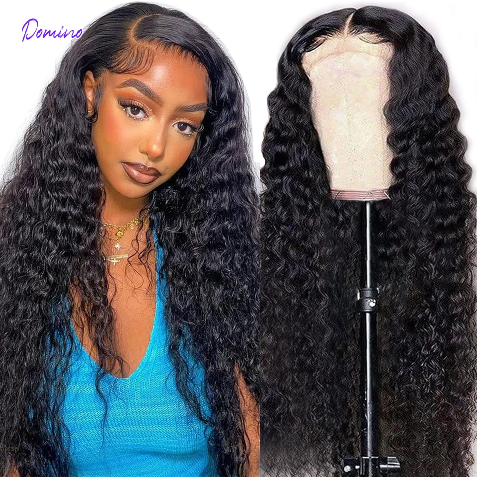 Deep Wave Frontal Wig Lace Front Human Hair Wigs Water  Kinky Curly 13X4 Transparent Wig  for Women 30 Inch 4X4 Lace Closure Wig