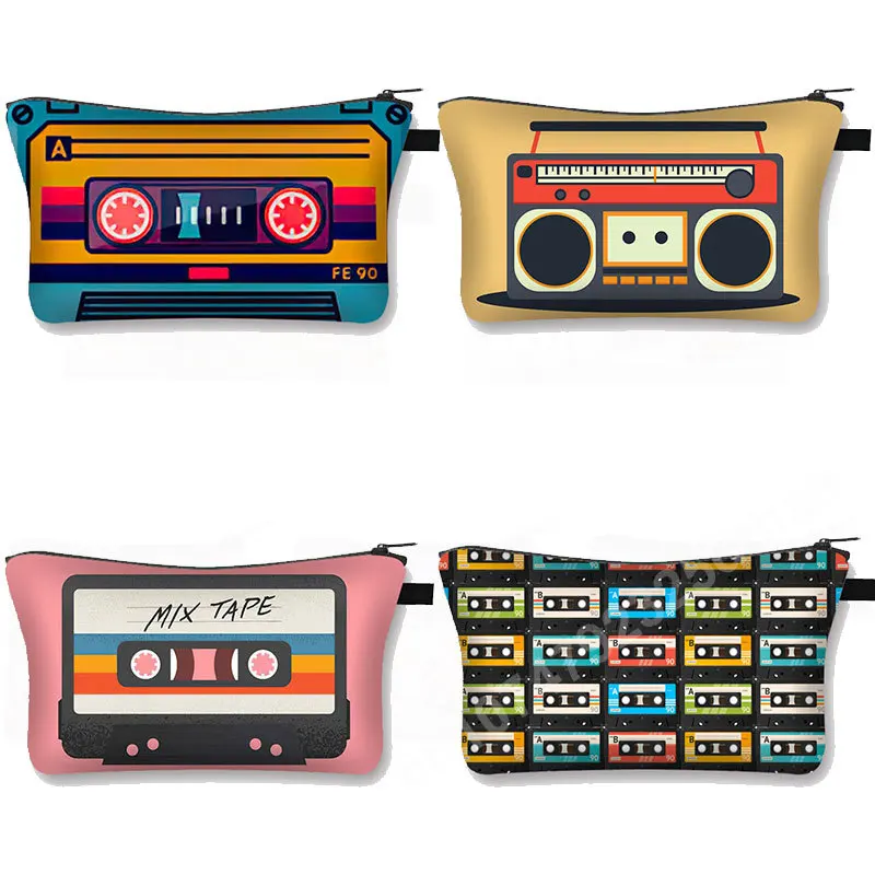 

Retro 80s Women's Cosmetic Bag Girls Makeup Bags Canvas Travel Organizer Lipstick Coin Snack Outdoor Female Zipper Storage Purse