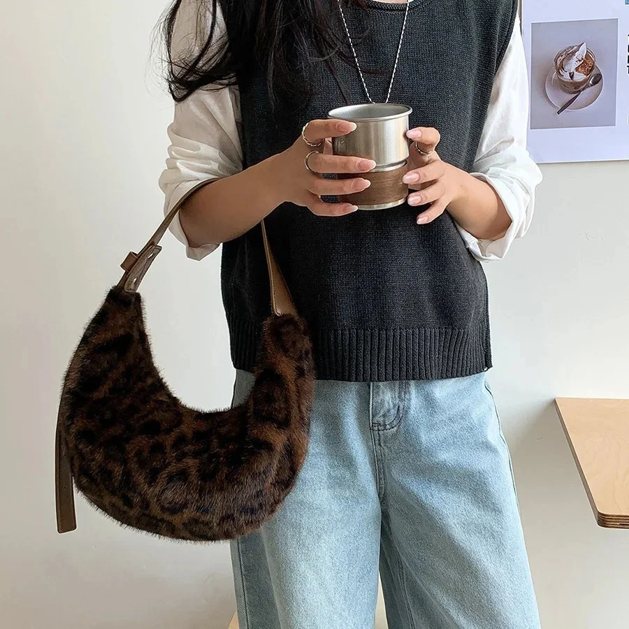 Женская плюшевая сумка с леопардовым принтом в ассортименте