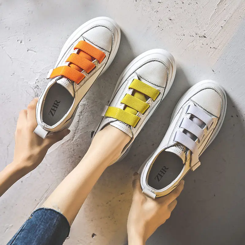 ZHR Casual Shoes Women Sneakers Light White Sneaker Platform Med Heel Hook & Loop Ladies Shoe Comfor Vulcanized Shoe