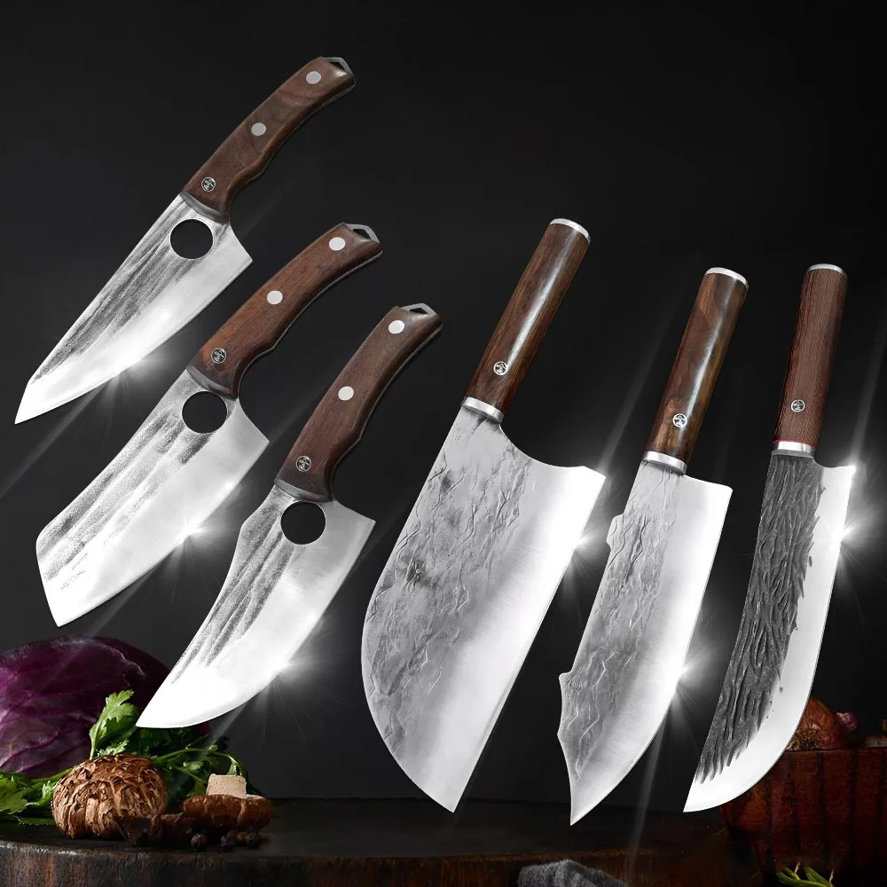 

Stainless Steel Chef Butcher Knife Handmade Forged Fishing Cutter Meat Cleaver Kitchen Chopper Knife Cooking Tools