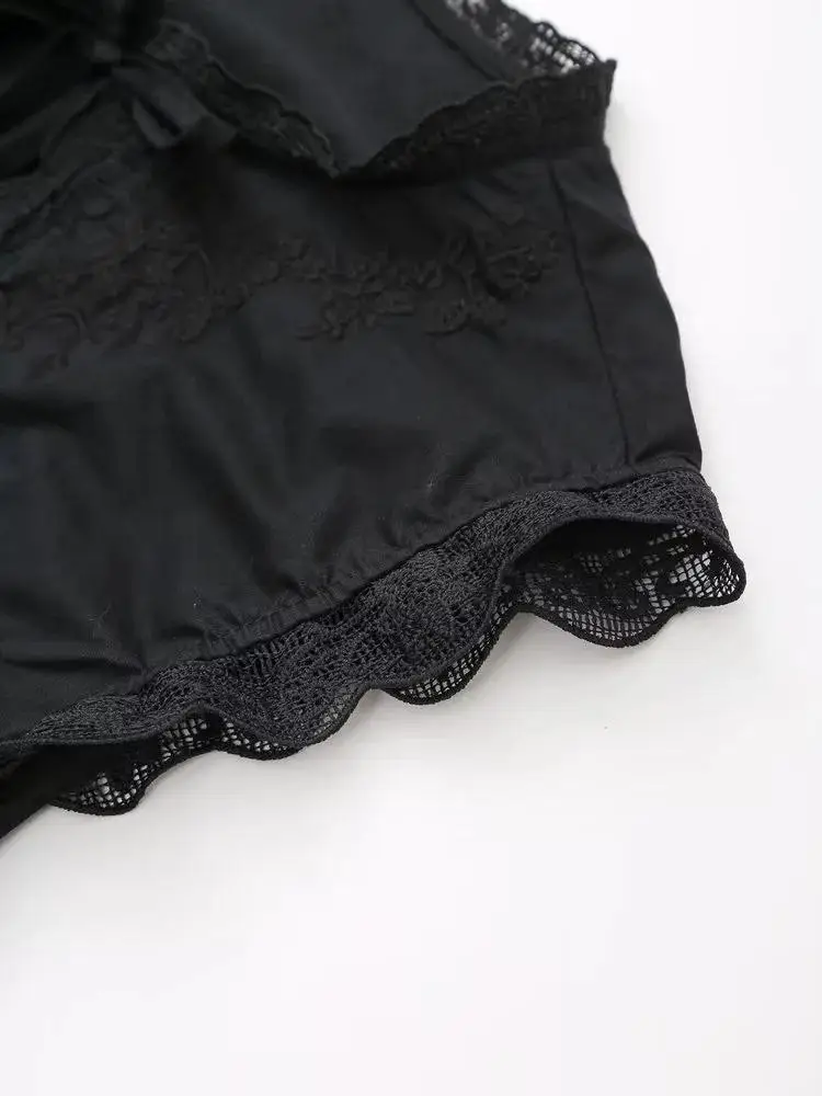 Летняя кружевная блузка с вышивкой и бантом женские топы без рукавов на шнуровке