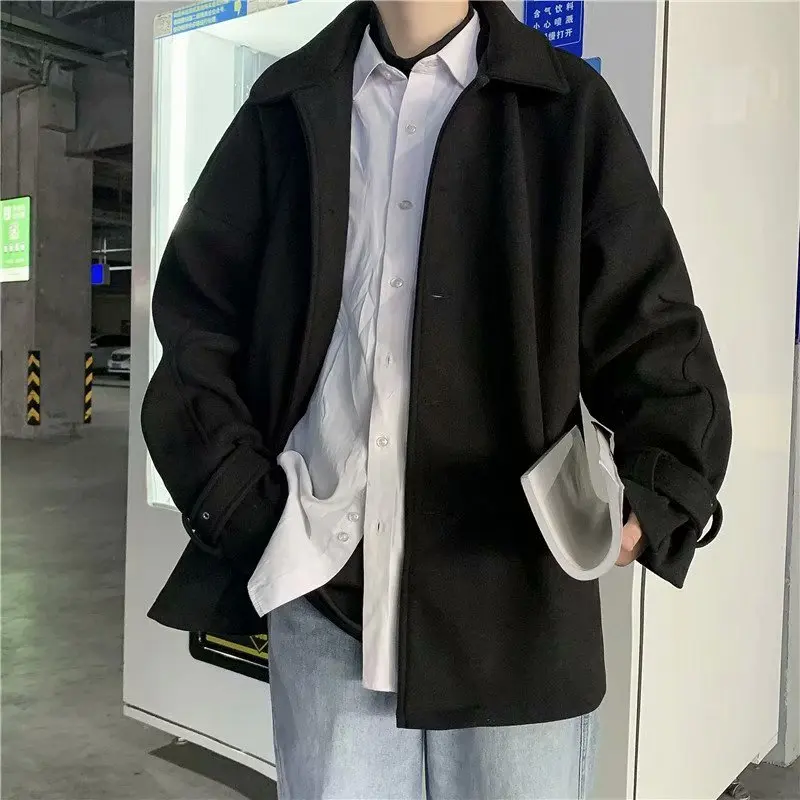 

Solid color loose wool coat Winter Korean casual jacket coat