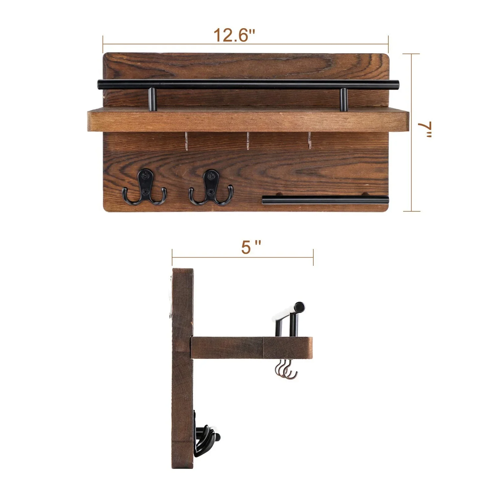 Деревянный держатель для ключей и почтовых отправлений настенный декоративный с