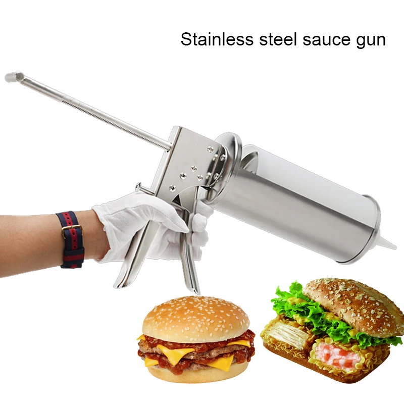 

Stainless steel Burger Sauce Gun Salad Dressing Gun Dispenser Ketchup Filling Machine Hamburger Jam Filler With Bottle