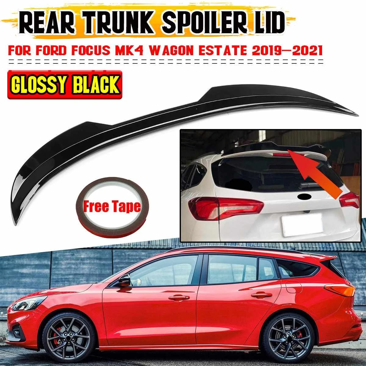 

High Quality Car Rear Trunk Spoiler Lip Boot Wing Lip For Ford For Focus Mk4 Wagon / Estate 2019 2020 2021 Rear Roof Lip Spoiler