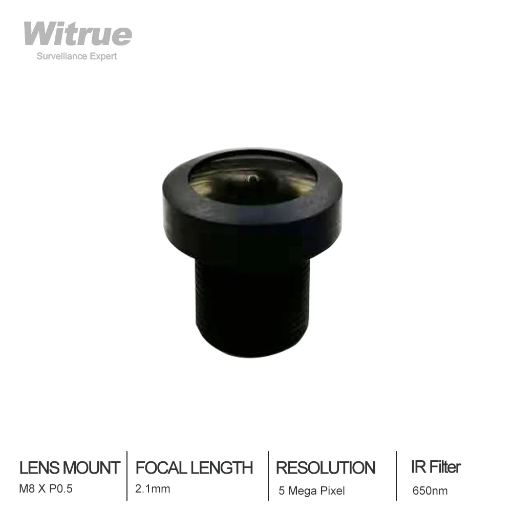 

Witrue HD 5MP M8 Lens 2.1MM 1/3 Inch F2.2 with 650nm IR Filter lenses for CCTV Security Camera Wide Angle 151 Degree