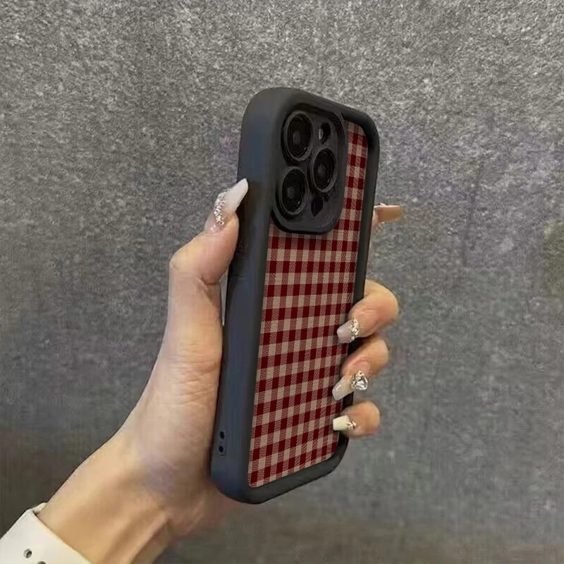 Винтажный чехол для телефона с красно-коричневым клетчатым узором для Xiaomi Redmi Note 14 13 12 11 Pro Plus 5G, силиконовый чехол для Redmi 14C 13C Fundas (art.: 3920d826c4e2e) - 3920d826c4e2e