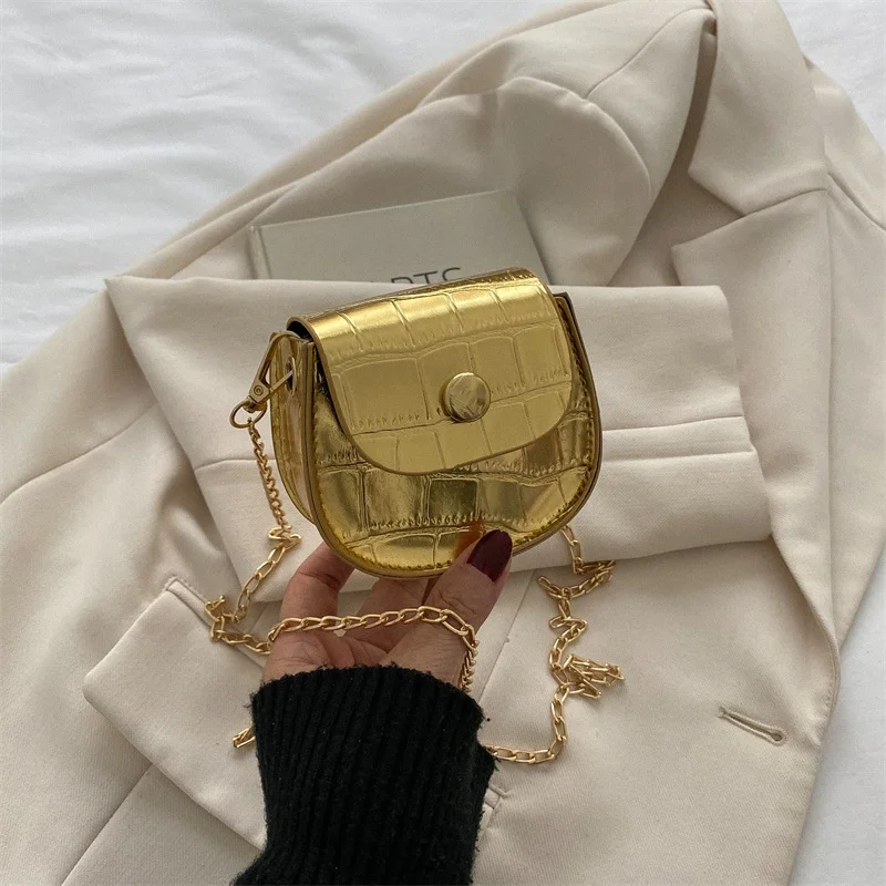 

Women Patent Leather Bags Mini Shoulder Purse Chains Bag Golden Silver Satchel Female Coin Wallets Party Wedding Handbag