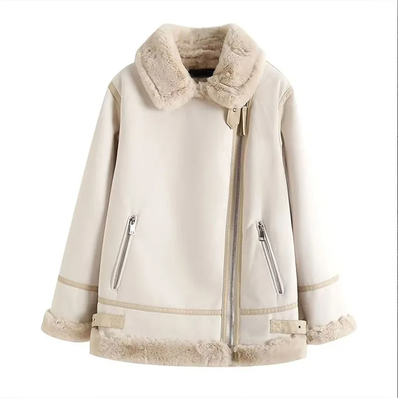 

Women 2022 Autumn Winter Fashion Thickened Warm Jackets Coat Vintage Long Sleeve Side Pocket Female Outerwear Chic Tops