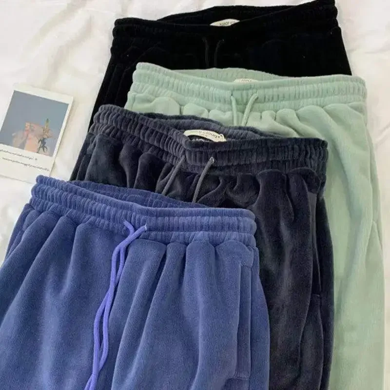 Большой размер плюс осень-зима бархатные утепленные повседневные спортивные