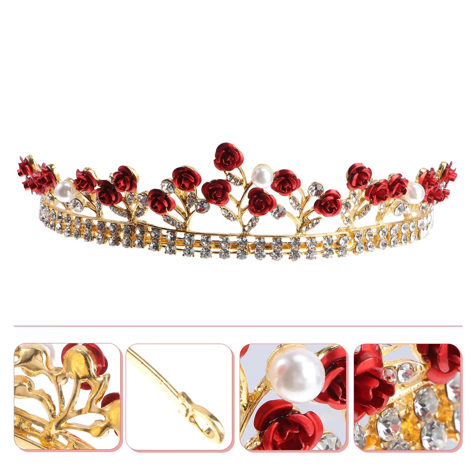 

1PC Bride Crown Handcraft Rose Rhinestone Crown Jewelry Hair Accessories for Wedding Party