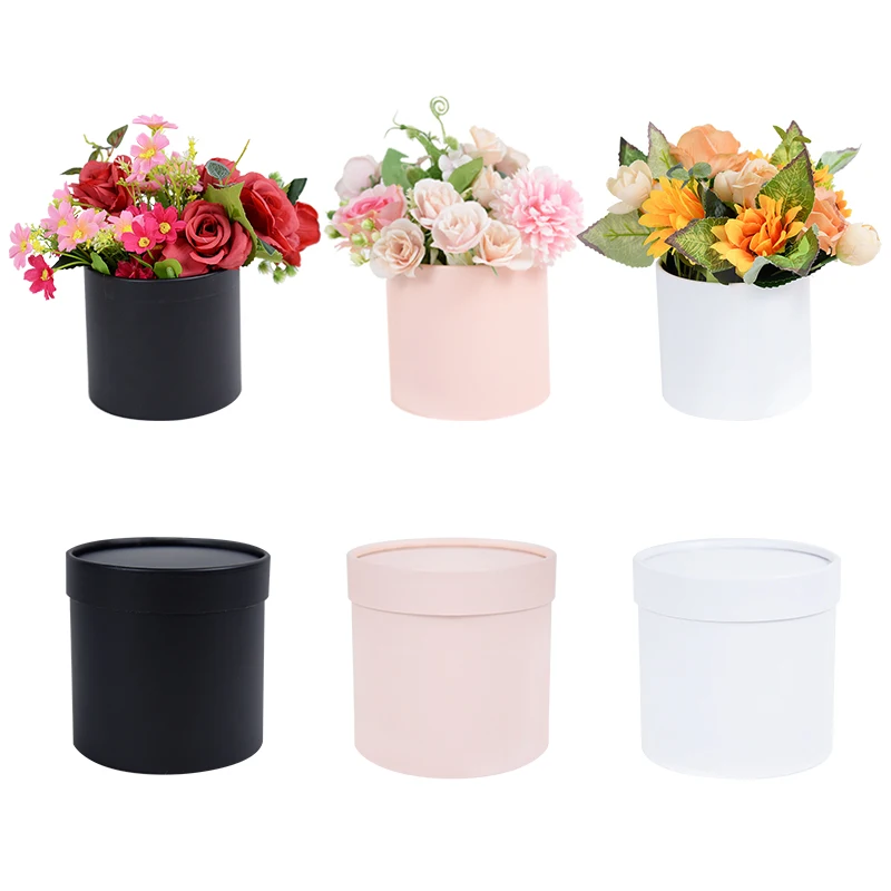 

1pc Gift Box White Pink Black Round Shape Flower Packaging Box Jewelry Box For Wedding Engagement Home Party Table Decoration