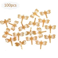 wholesale 100pcsbag 1215mm gold silver dragonfly charms pendant for jewelry making earring findings
