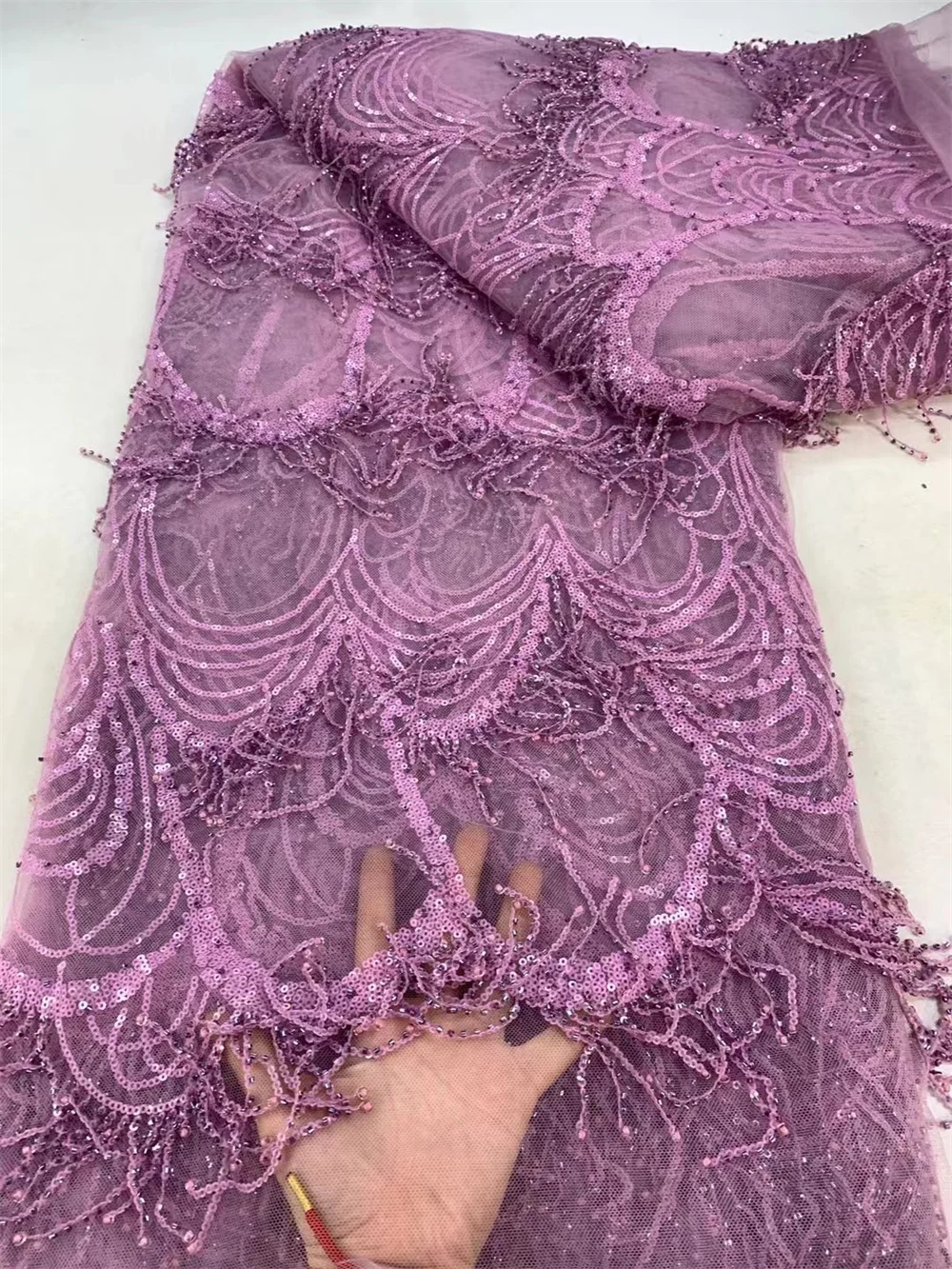 Роскошная новейшая кружевная ткань с блестками 5 ярдов высокое качество 2025 г.