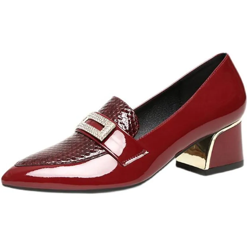 

YeddaMavis Red 5CM High Heels Pumps Tacon Medio Elegantes Fashion Women Shoes Shallow Slip-On Party Heels Pumps Zapatos De Mujer